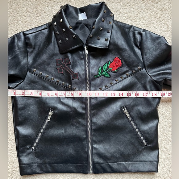 Black Girl Gang Punk Faux Leather Full Zip Jacket Size S - Picture 8 of 9
